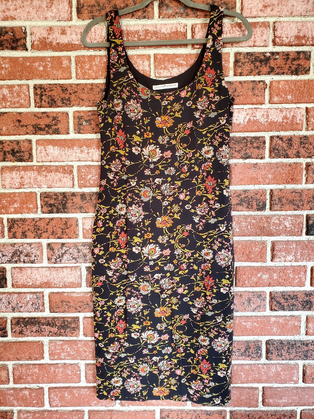 Peruvian Connection Black Floral Tank Midi Dress
